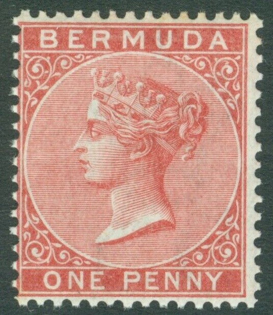 SG 1 Bermuda 1865-1903. 1d rose-red, watermark CC. A pristine unmounted mint example CAT £100+
