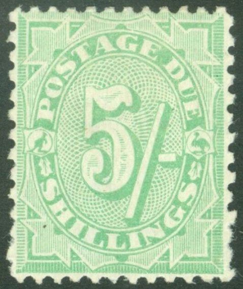 SG D59 Australia 1908-09. 5/- dull green Postage Due perf 11½x11. Lightly mounted mint CAT £300