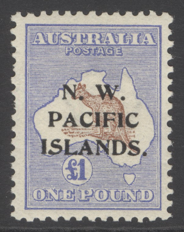 SG 85 N.W Pacific Islands 1915-16. £1 brown & ultramarine. Very lightly mounted mint, well centred & good colours CAT £800