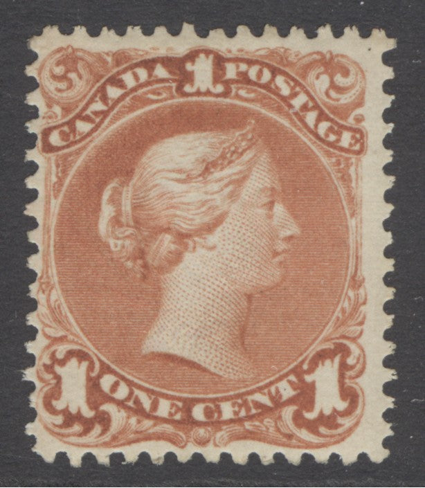SG 47 Canada 1868-90. 1c red-brown. A fine fresh very lightly mounted mint example. Scarce in this quality CAT £750