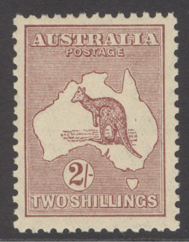 SG 110 Australia 1929-30. 2/- maroon, watermark 7. A fine fresh unmounted mint example with good colour & well centred CAT £150