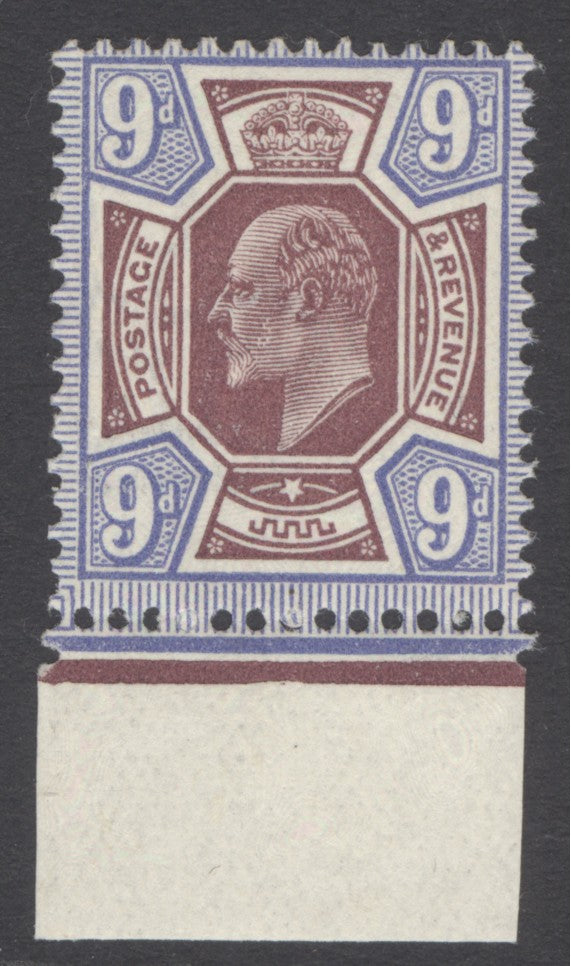 SG 307 9d dull reddish-purple & blue. A fine fresh marginal example CAT £130