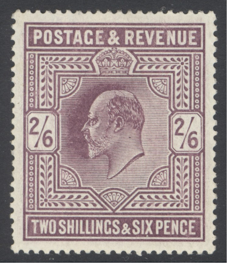 SG 262 2/6 dull purple, chalky paper. A fine fresh lightly mounted mint example