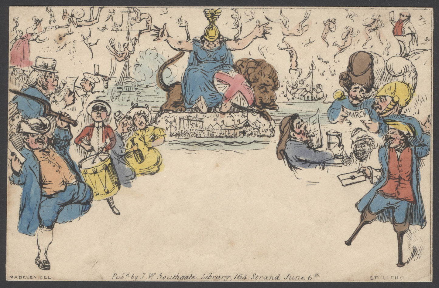 1840 Southgate number 3 ‘Peg leg sailor’ hand coloured envelope. Fine condition