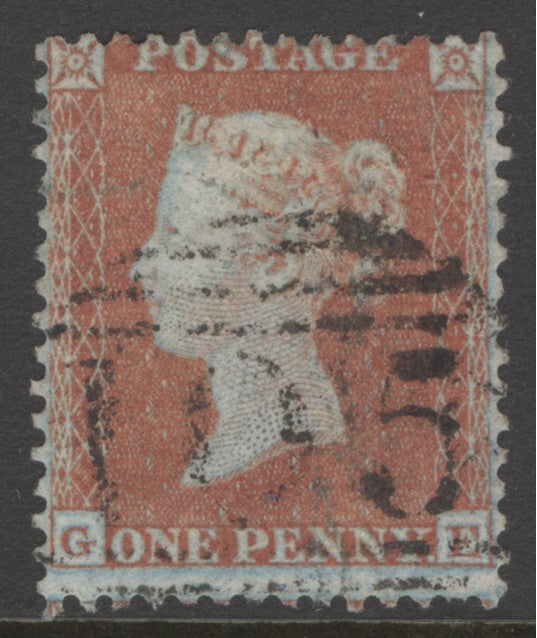 SG 22 1d orange-brown Spec C2(5) lettered GE. Very fine used with a ‘105’ Bracknell numeral CAT £475