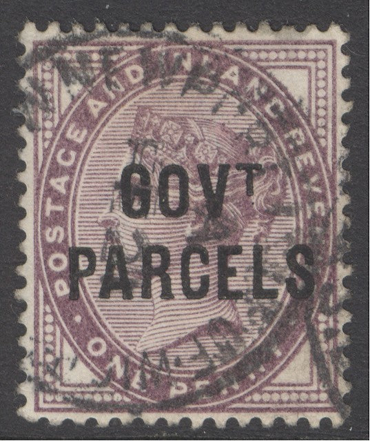 SG O69a 1d lilac GOVT parcles variety no dot under ‘T’. Fine used