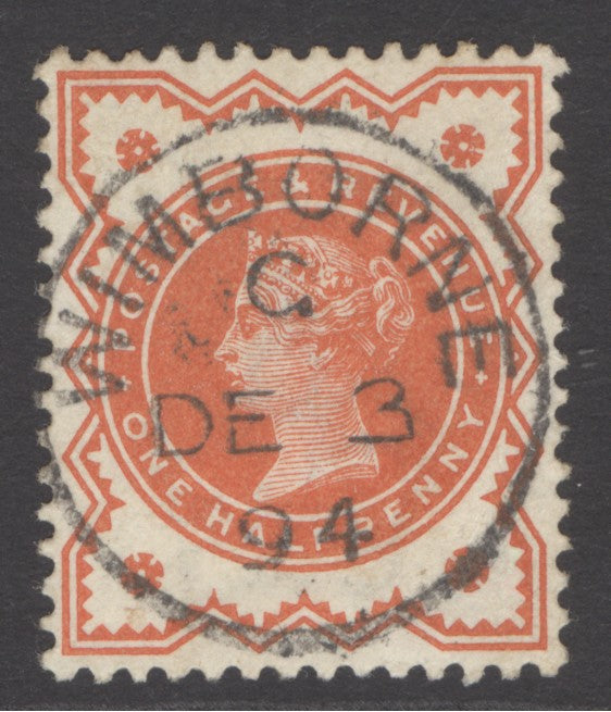 SG 197 ½d deep vermilion. Superb used with an upright Wimbourne, Dec 3rd 1894 CDS