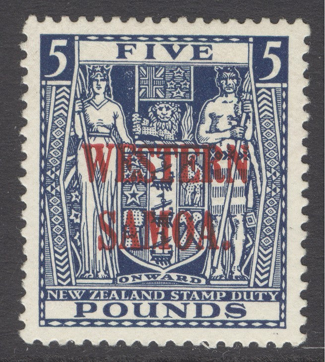 SG 194 Samoa 1935-42. £5 indigo-blue. A fine fresh mounted mint example. Good colour & well centred CAT £250