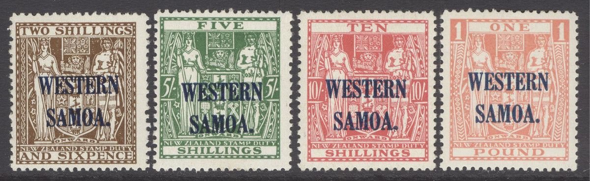 SG 207-210 Western Samoa 1945-53. 2/6-£1 set of 4. Fine unmounted mint CAT £180