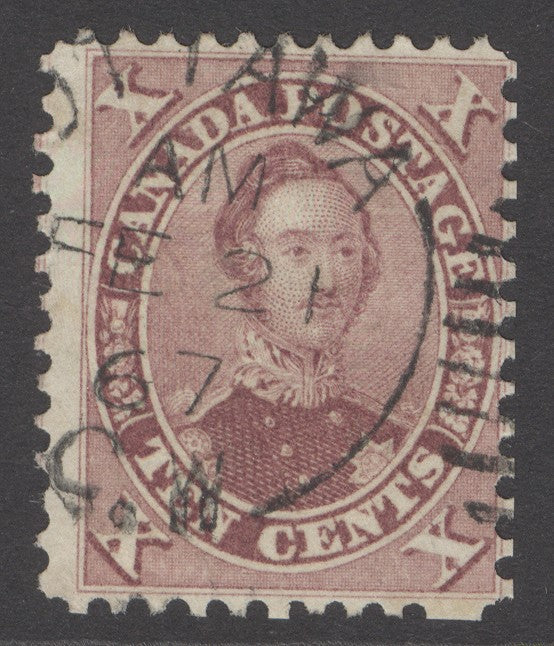 SG 38 Colony of Canada 10c bright red/purple. Very fine used CDS example CAT £100
