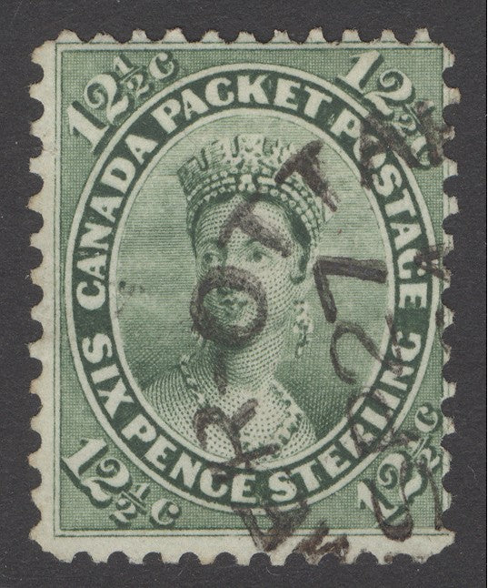 SG 39 Canada 1859. 12½ deep yellow-green. Very fine used CDS example CAT £80