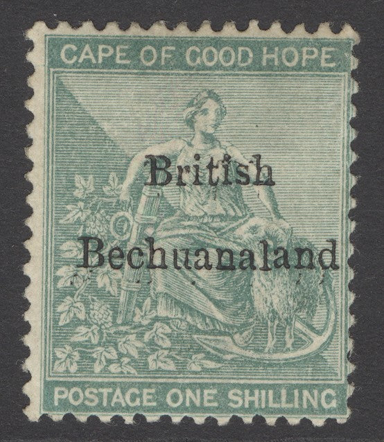 SG 8 Bechuanaland 1885-87. 1/- green. Mounted mint CAT £375