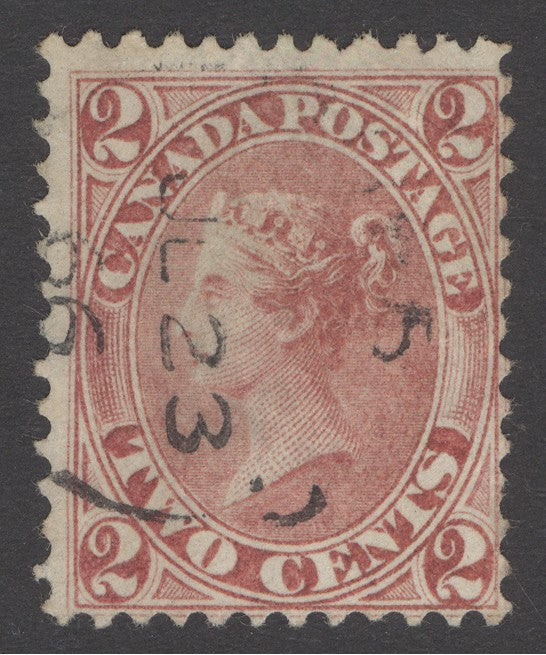 SG 44 Canada 1864. 2c perf 12, rose-red. Very fine used CDS example CAT £225