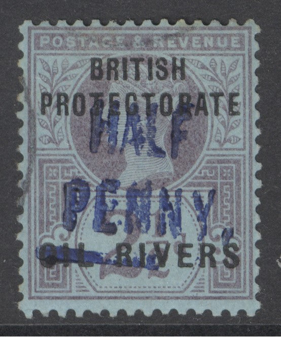 SG 14 Niger Coast protectorate: Oil Rivers. 1893. ½d on 2½d. Very fine used CAT £550