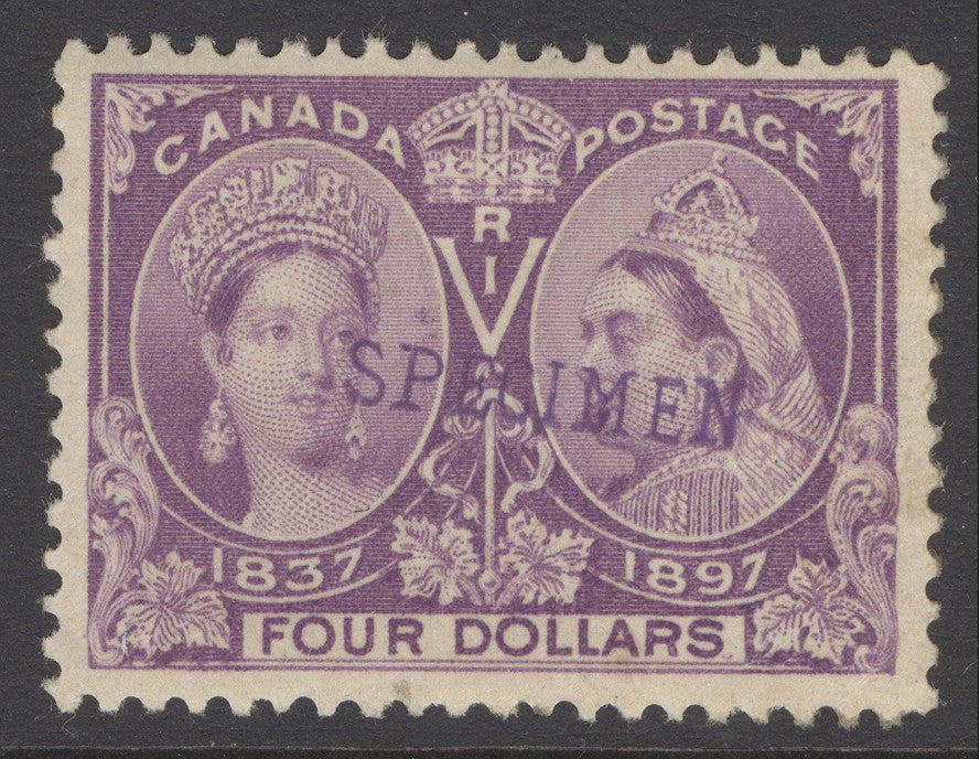 SG 139 Canada 1897. $4 violet, overprinted specimen. A fine mounted mint example with good colour & well centred