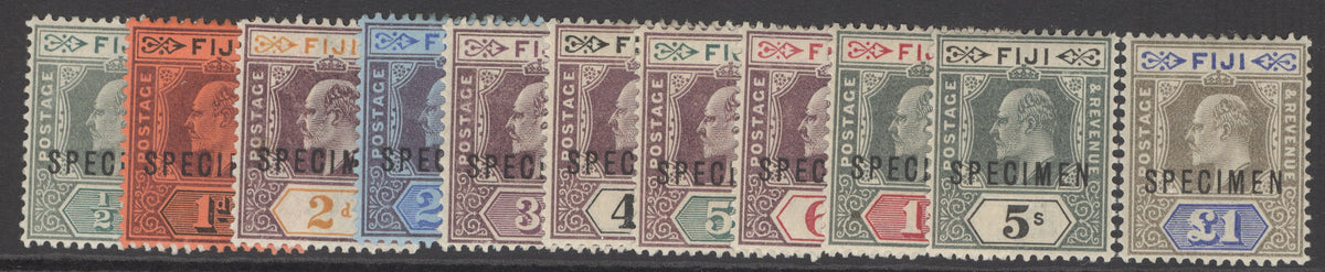 SG 104-114 Fiji 1903. ½d-£1 set of 11, overprinted specimen. Mounted mint CAT £350