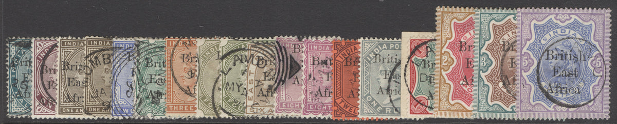 SG 49-63 BEA 1895-96. ½a-5r + extras. Fine to very fine used CAT £1100+