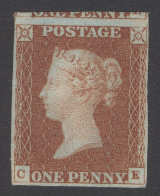SG 8 1d red-brown lettered CE. A fine fresh unmounted mint example. 4 margins CAT £400