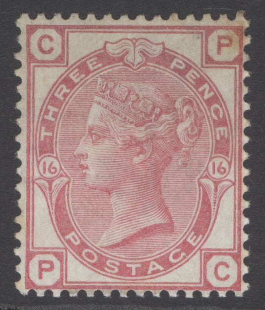 SG 143 3d rose plate 16. Lightly mounted mint CAT £300