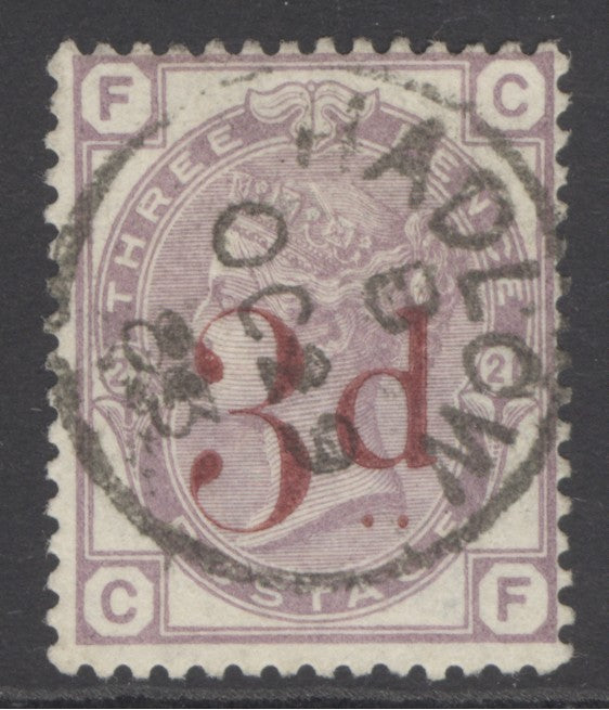 SG 159 3d on 3d lilac. Very fine used with a Hadlow CDS, Oct 29th 1883