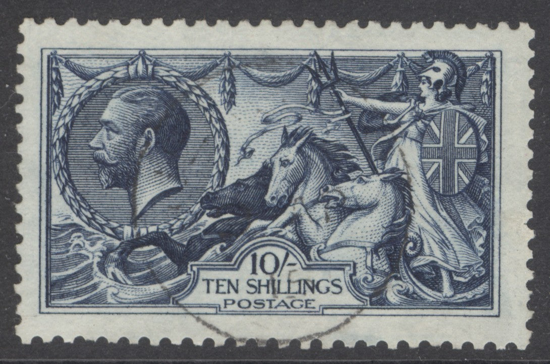 SG 402 10/- indigo-blue. A very fine used CDS example leaving Kings profile clear. Nice deep colour & good centring CAT £475