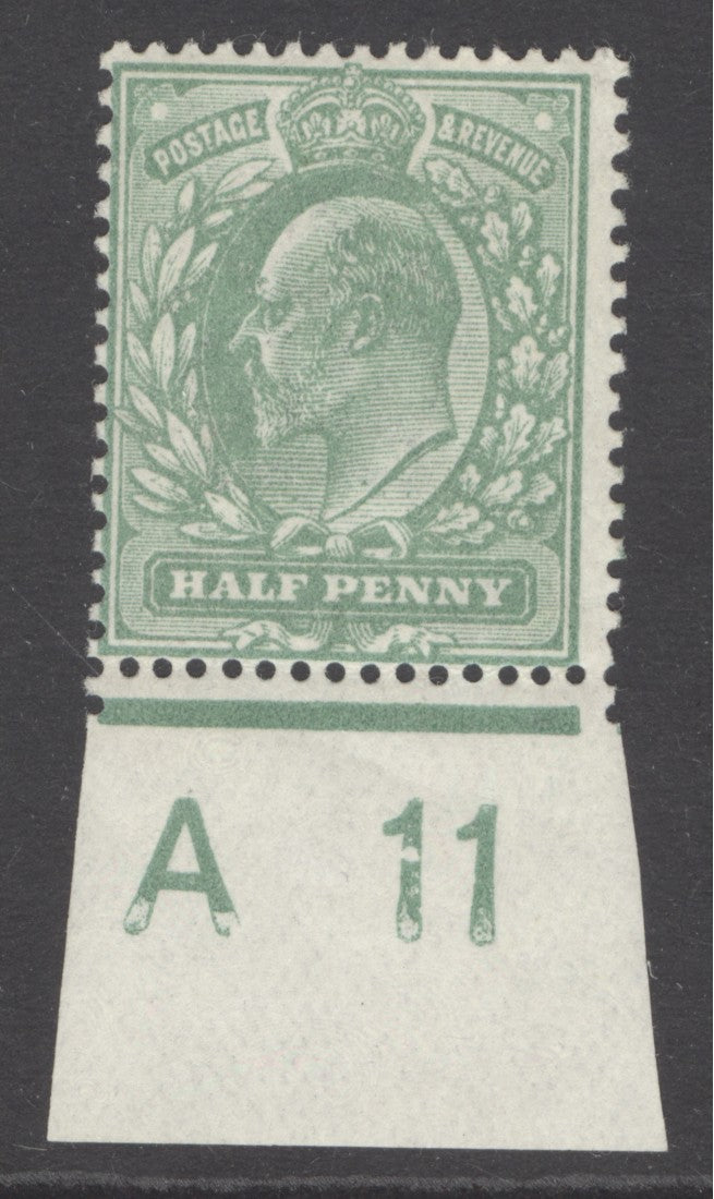 SG 279 Spec M4(1) ½d dull green with control 'A11'. Fine unmounted mint