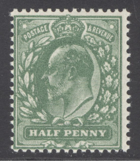 SG 269 ½d deep dull yellow-green, blotchy print. Fine unmounted mint Spec M3(4)