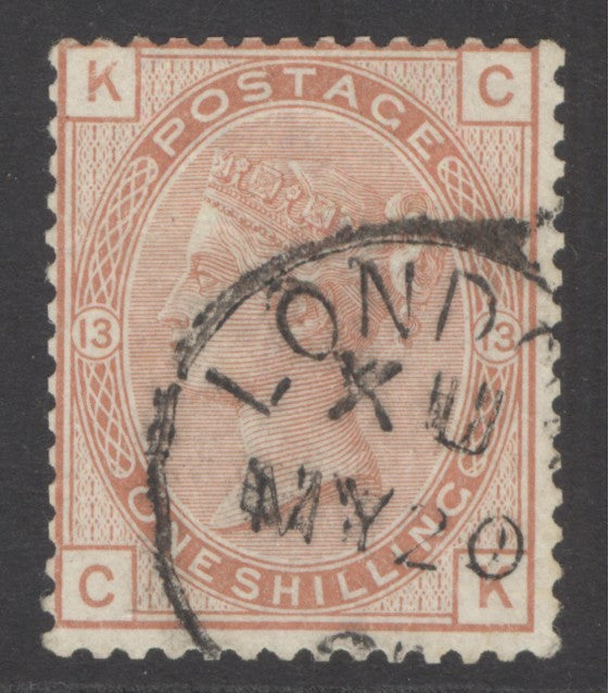 SG 151 1/- orange-brown, watermark spray. Very fine used with a London CDS CAT £450