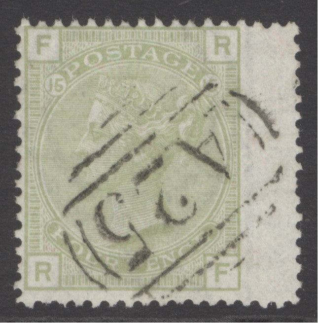 SG 153 4d sage-green plate 15. Very fine used with a neat ‘A25’ Malta obliterator
