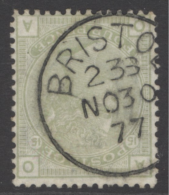 SG 153 4d sage-green plate 16. Very fine used with a Bristol CDS, Nov 30th 1887