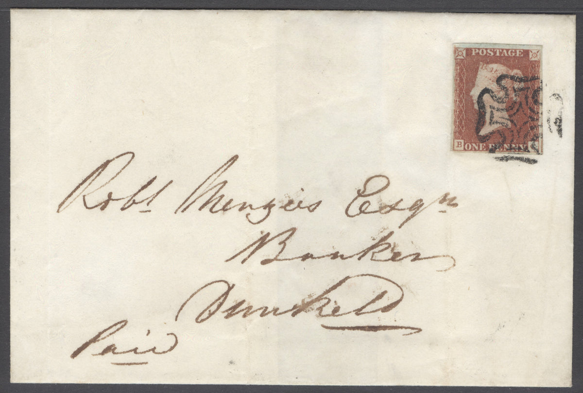 SG 7 1d red-brown plate 10 1841 Apr 28 entire sent from Perth to Dunkeld by a distinctive Maltese cross of Perth dated 28 April 1841 on reverse...