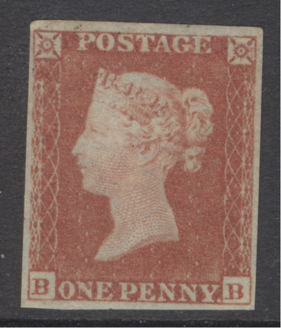 SG 8a 1d red-brown on very blued paper. Lightly mounted, original gum. 4 fine margins CAT £600