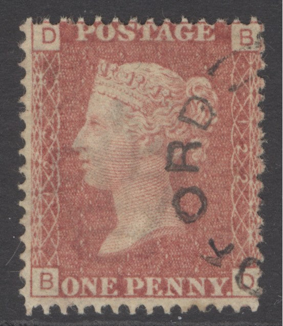 SG 43 1d rose-red plate 122. Very fine used part CDS, leaving profile clear