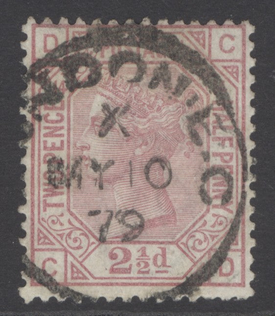 SG 141 2½d rosy-mauve plate 14. Very fine used with a London 1879 CDS
