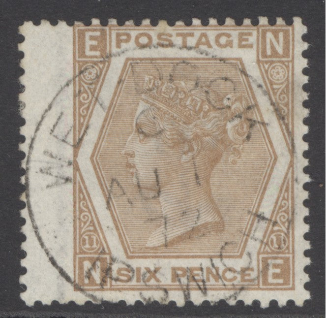 SG 122b 6d pale chestnut. Very fine used with an upright West Dock, Ipswich, Aug 1st 1872 CDS