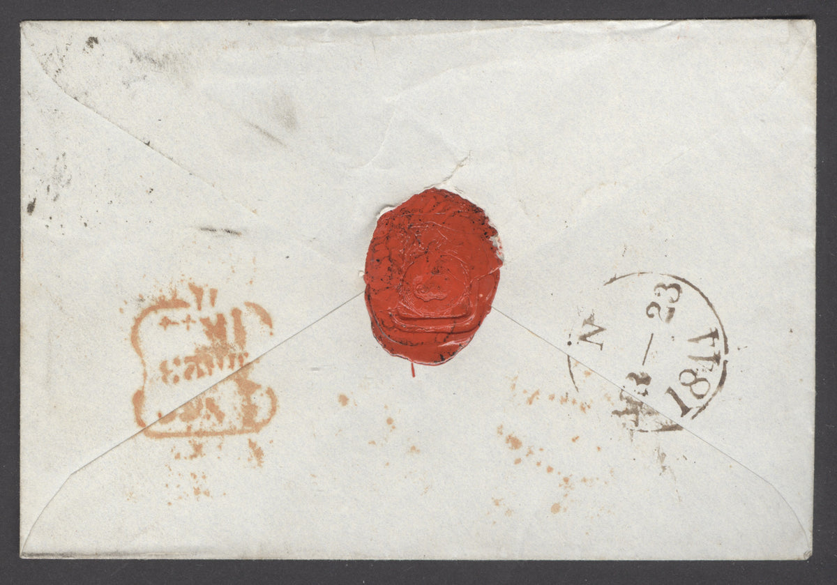 SG 8ui 1d red-brown lettered DI. Used on envelope, cancelled with a '9' in Maltese cross. 4 margins CAT £550
