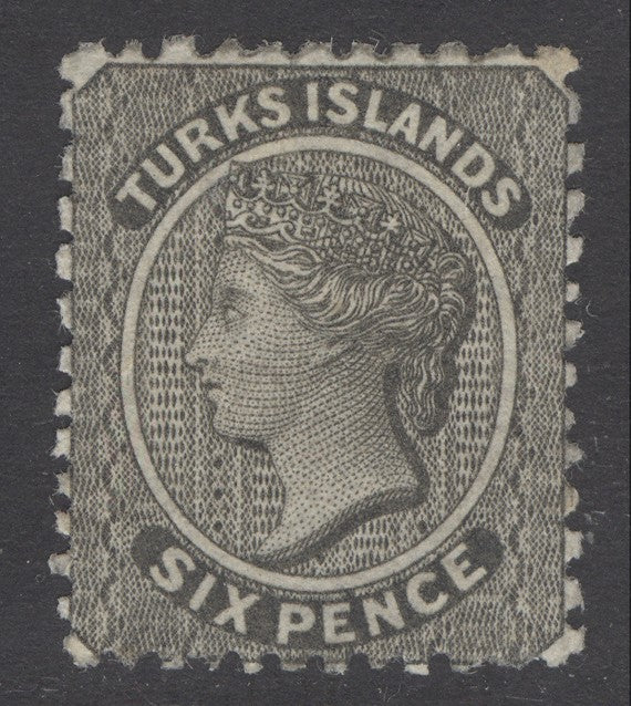 SG 2 Turks Islands 1867. 6d black. Very lightly mounted mint CAT £140