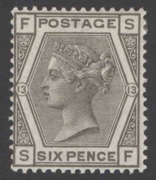 SG 146 6d deep grey plate 13. A fine fresh lightly mounted mint example