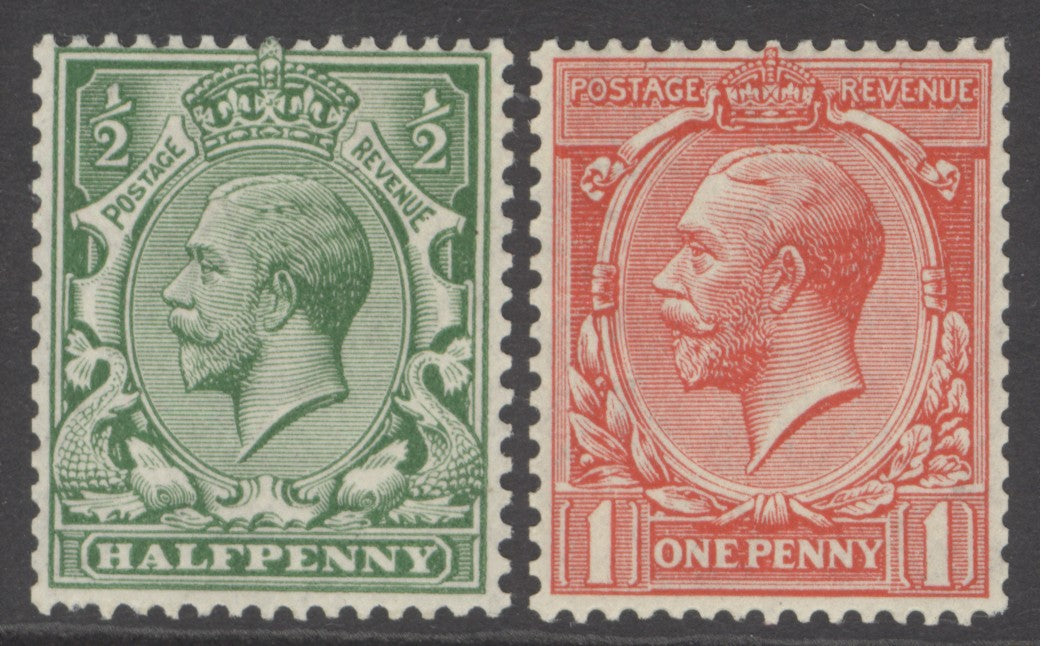 SG 397-398. 1913. ½d & 1d bright green & dull scarlet, watermark Royal cypher. Fine unmounted mint with good perfs CAT £500