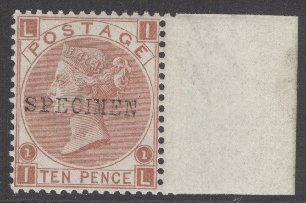 SG 112s 10d red-brown, overprinted specimen. A pristine unmounted mint marginal example CAT £500