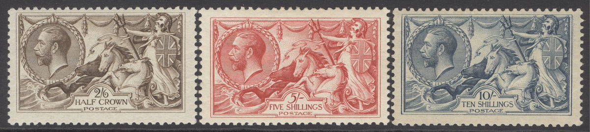 SG 413a-417. 1918-19 Bradbury Wilkinson 2/6-10/-. Very lightly mounted mint CAT £825