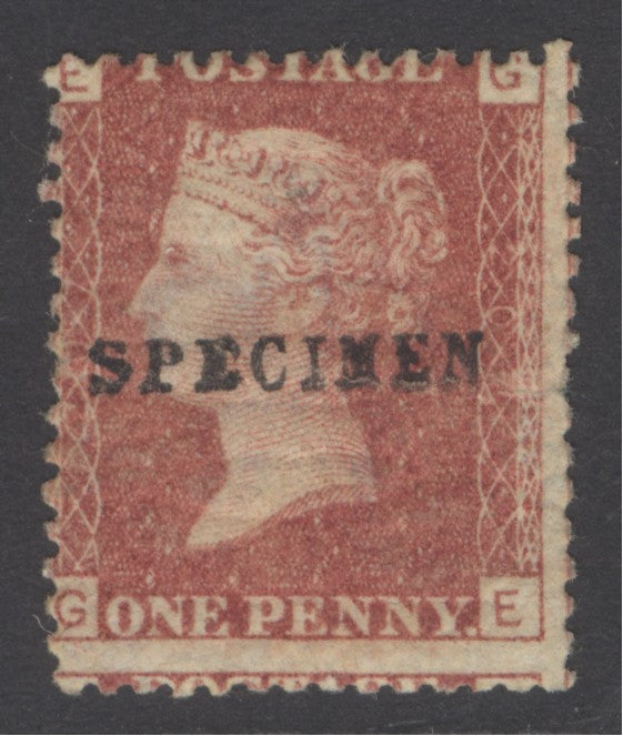 SG 43 1d rose-red plate 207, overprinted specimen. Unmounted mint CAT £255