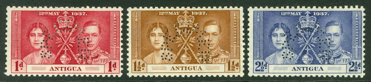 SG 95-97 Antigua 1937. 1d, 1½d & 2½d perf specimen set of 3. Fine mounted mint CAT £100