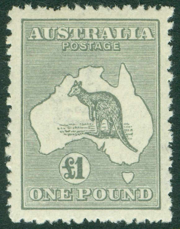 SG 75 Australia 1924-25. £1 grey. A fine fresh very lightly mounted mint example CAT £650