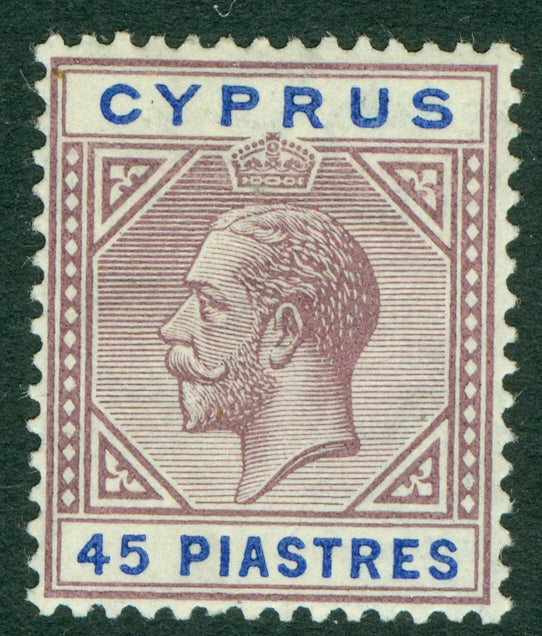 SG 84 Cyprus 1912-15. 45pi dull purple & ultramarine. Lightly mounted mint CAT £150