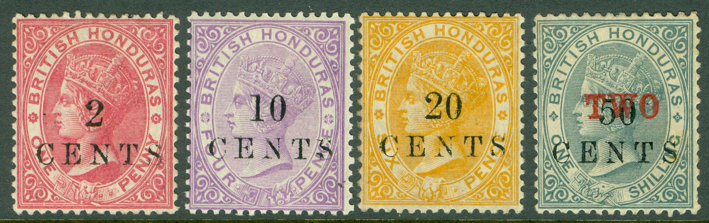 SG 27-30 British Honduras 1888 set of 4, watermark crown CA. Fine very fresh mounted mint CAT £590
