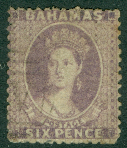SG 19a Bahamas 1862. 6d lilac, perf 14. Very fine used CAT £450