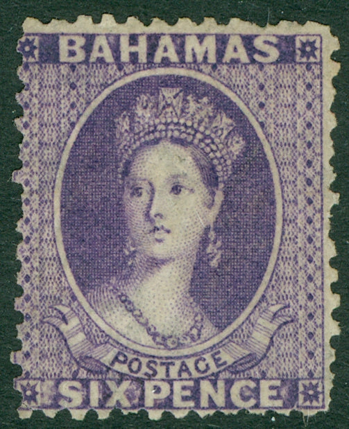 SG 30 Bahamas 1863-77. 6d lilac. A fresh mint example without gum CAT £450