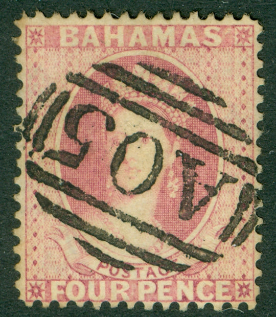 SG 43 Bahamas 1862. 4d rose. Very fine used CAT £45