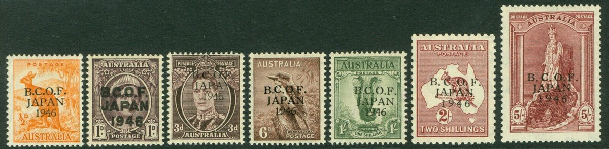 SG J1-J7 Australia 1946-47. ½d to 5/- set of 7. Very lightly mounted mint CAT £200